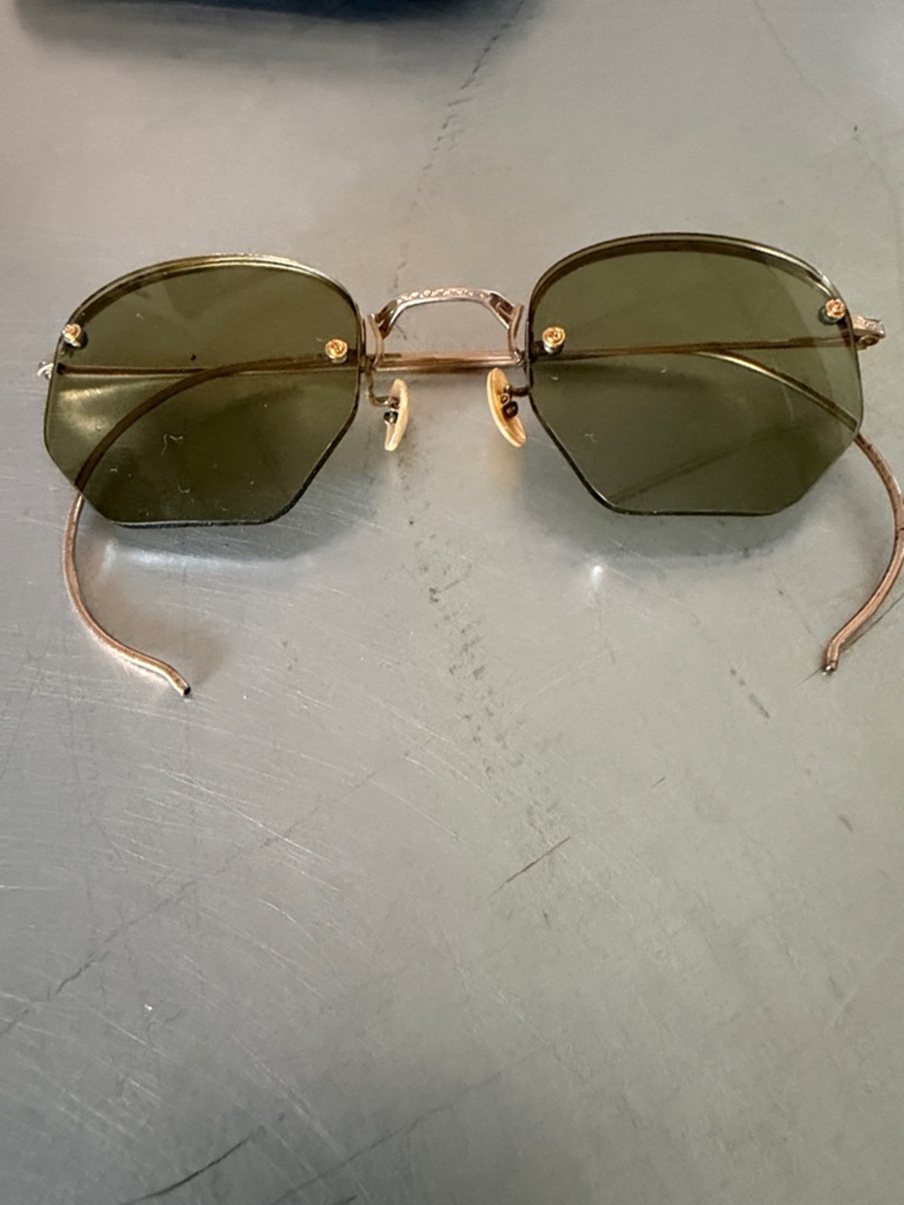 Gold Frame Green Lens Men's Sunglasses